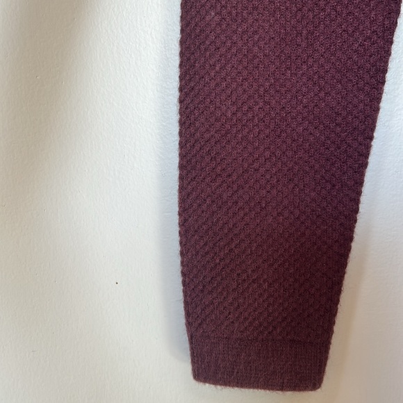 Ann Taylor Maroon Soft Warm Striped Cascading Open Front Long Cardigan small - Picture 5 of 11